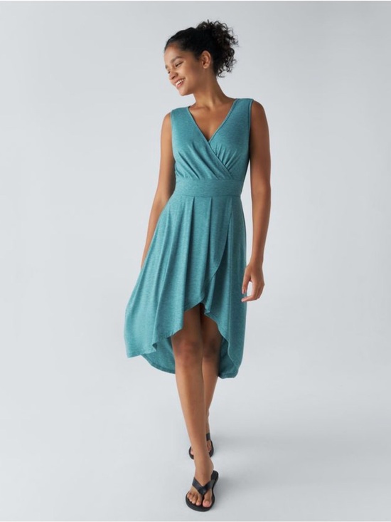 Source Unknown Dresses & Skirts - Deep V Neck Sleeveless High Low Crossover Hem Flowy Midi Casual Dress size M